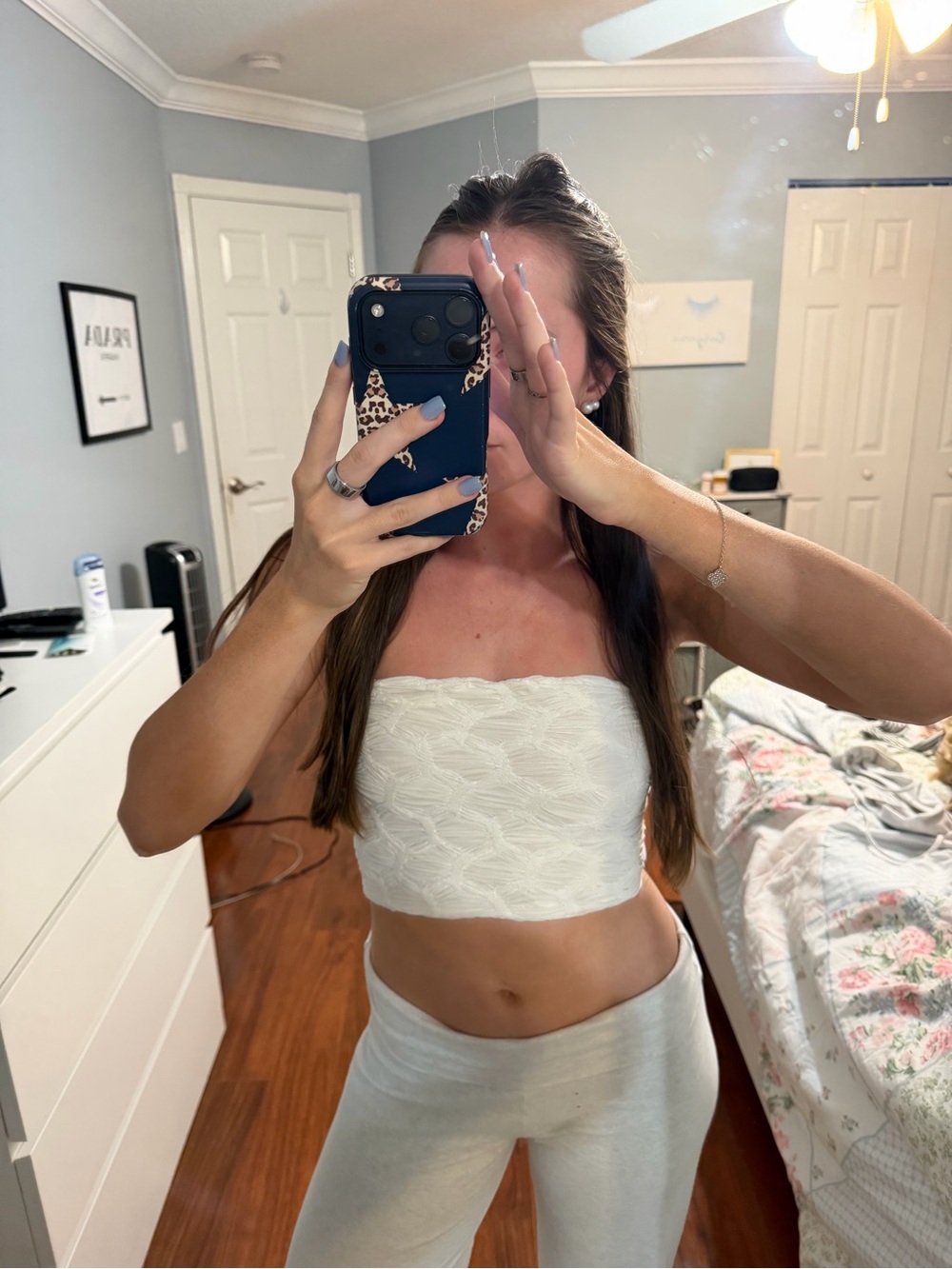 Zara White Strapless Textured Bandeau Crop Top
